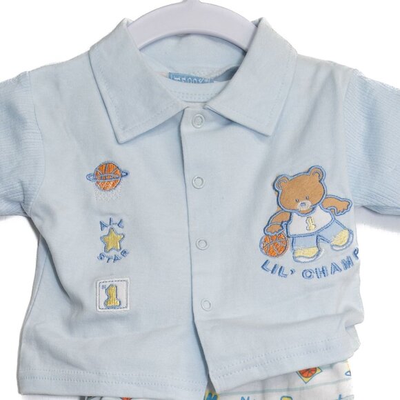 Teddy Boom Size 0/3M Baby Boys 3-Piece Outfit With Lil Champ Bear Embroidery - Picture 2 of 8